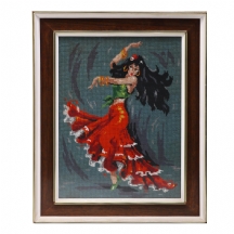 'רקדנית הפלמנקו' - תמונת גובלן ישנה רקומה ביד