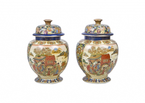 זוג כדי חרסינה סינים ישנים, מעוטרים