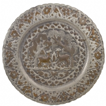 מגש פרסי ישן ויפה, עשוי נחושת מרוקעת בעבודת יד