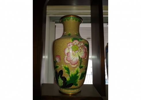 אגרטל קלואזונה (Cloisonne) סיני ישן, מעוטר אמייל