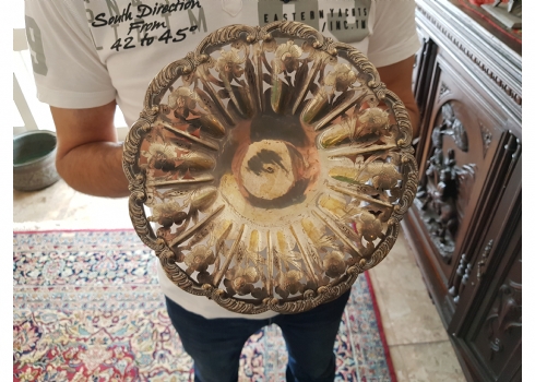 כלי כסף עתיק, עשוי כסף: '800', חתום, מעוטר בהיקף עבודת תחרה ועיטורי פרחים