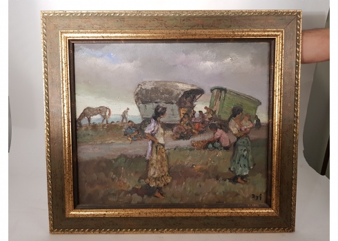 Marcel DYF (צרפתי 1899-1985) - 'צוענים וקרונות בשדה פתוח'