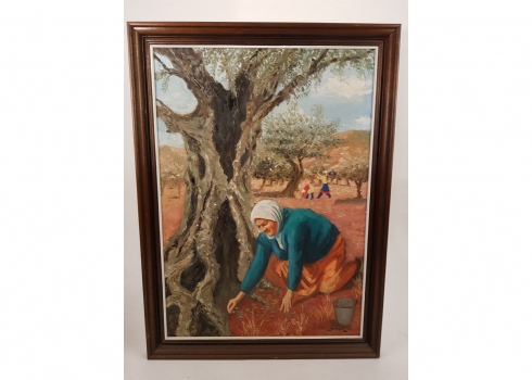 'אישה ערביה במסיק הזיתים'