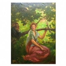 Vilmos NAGY (הונגרי, 1874-1953) - 'נערה תחת עץ'
