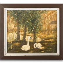 'ברבורים ביער' - ציור ישן