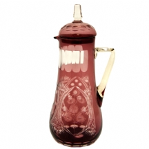 קנקן קריסטל צ'כי עתיק בגוון סגול, מכסה תואם