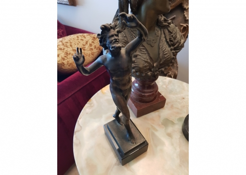 'פאן מרקד' (Dancing Faun / Pan)   - פסל ברונזה עתיק מהמאה ה-19