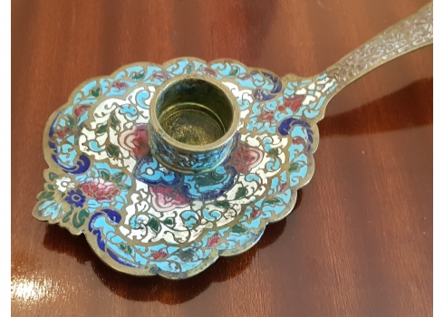 פמוט נשיאה צרפתי עתיק מהמחצית השנייה של המאה ה-19,  ברונזה ואמייל Champleve