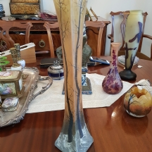 כד זכוכית צרפתי ארט נובו לפרח בודד (Solifleur), מתוצרת: 'לגרה' (Legras)