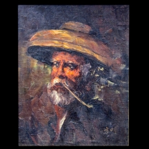 'זקן עם כובע' - ציור שמן על לוח