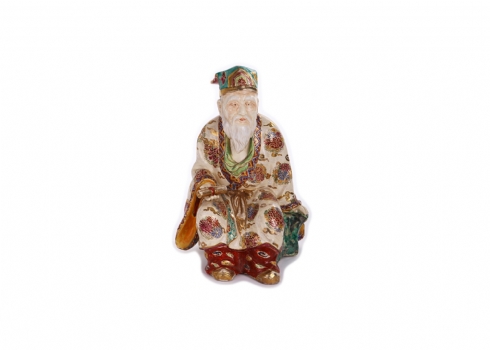פסל סטסומה (Satsuma) יפני עתיק בדמות זקן חכם - נדיר