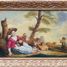 'מנוחת רועי הצאן' - ציור עתיק, כפי הנראה אסכולה צרפתית של סוף המאה ה-19