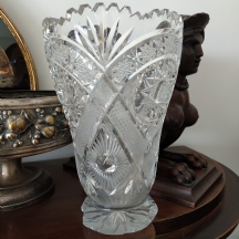 אגרטל קריסטל צ'כי גדול רחב ואיכותי, מלוטש ביד