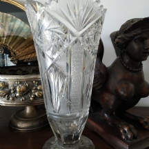 אגרטל קריסטל צ'כי גדול רחב ואיכותי, מלוטש ביד