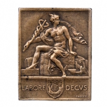 LABORE DECVS מדליית ברונזה צרפתית עתיקה