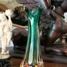 אגרטל מורנו איטלקי ישן, עשוי זכוכית בעבודת ניפוח יד