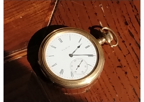 שעון כיס ישן מתוצרת חברת: 'Elgin', עשוי זהב צהוב 14 קארט