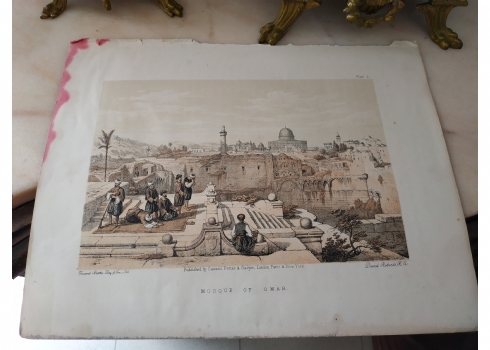 הדפס אנגלי עתיק 'MOSQUE OF OMAR' על פי תחריט מאת: 'דייוויד רוברטס'