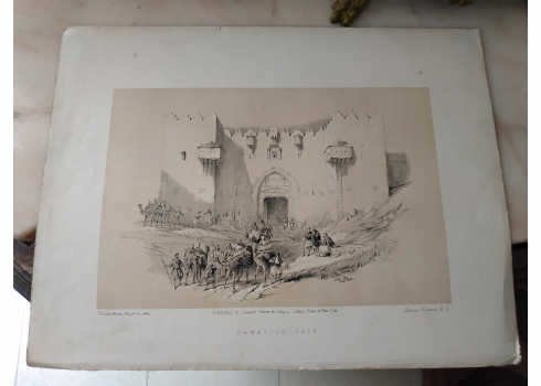 הדפס אנגלי עתיק 'Damascus Gate' על פי תחריט מאת: 'דייוויד רוברטס'