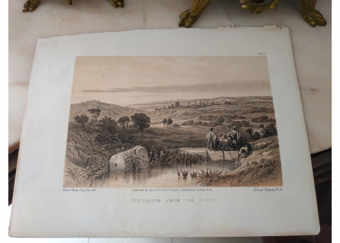 הדפס אנגלי עתיק 'Jerusalem from the North' על פי תחריט מאת: 'דייוויד רוברטס'