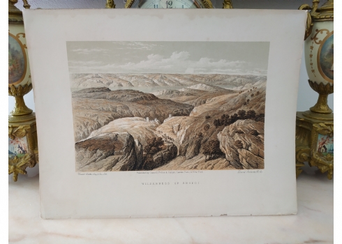 הדפס אנגלי עתיק 'Wilderness of Engedi Near the Convent of St. Saba'