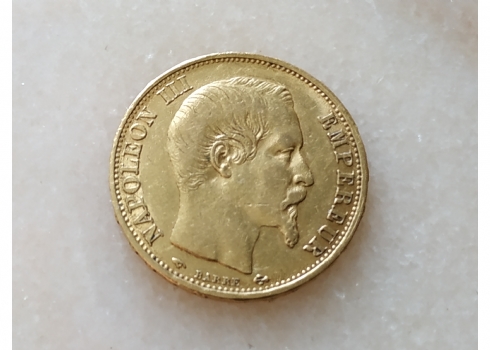 מטבע זהב צרפתי עתיק (עשרים פרנק) עשוי זהב צהוב 22 קארט