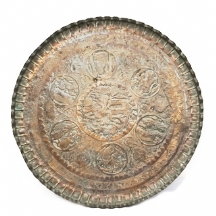 מגש נחושת גדול ומרשים, מרוקע בעבודת יד אמן