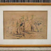 'רחוב בתל אביב' - ציור ישן, חתום 'גובלמן'