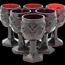 סט של 6 כוסיות ליין עשויות זכוכית בורדו