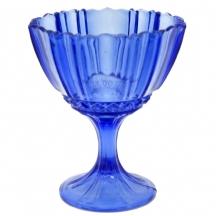 קערה עשויה זכוכית כחולה על רגל