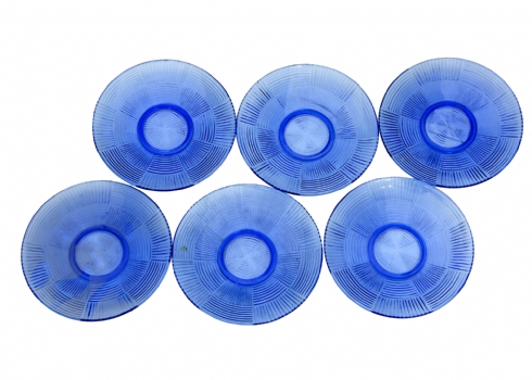 6 צלוחיות זכוכית כחולה