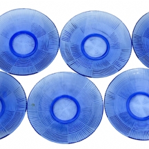 6 צלוחיות זכוכית כחולה