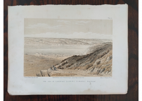 תצריב עתיק - 'The Sae of Tiberias, looking towards Bashan' על פי דיויד רוברטס