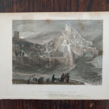 תצריב עתיק וחשוב עם נוף עין גדי: 'Wilderness of Engedi and Convent of Santa Saba