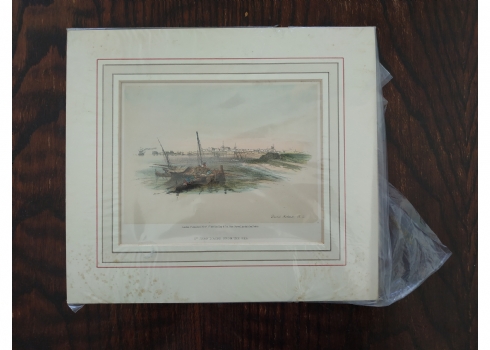 תצריב עתיק: 'Saint Jean d'Acre, from the Sea', על פי: 'David Roberts'