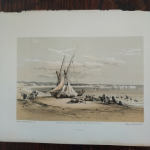 תצריב עתיק:'port of tyre lebanon' משנת 1839, על פי: 'דיויד רוברטס'