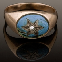 טבעת זהב משובצת אבן טורקיז ויהלום   (1909)