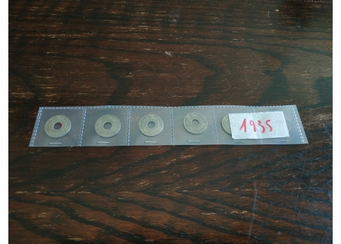 לוט של 6 מטבעות ישנים של 5 מיל מתקופת פלשתינה א"י (משנת 1935).