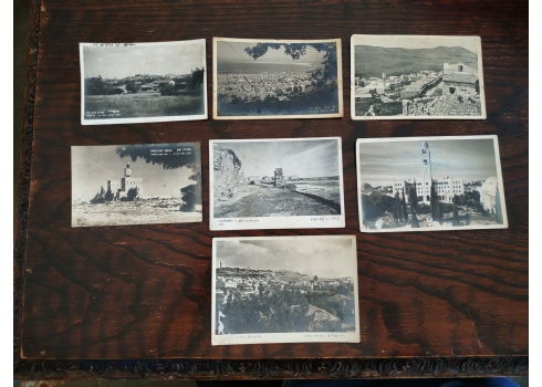 לוט של 7 גלויות ישנות של דואר ישראל עם צילומים של הרצליה, חיפה, מצודת ישע