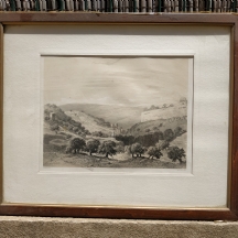 'נוף ירושלים' - תצריב צרפתי עתיק על פי: 'L. Sabatier', חתום בפלטה