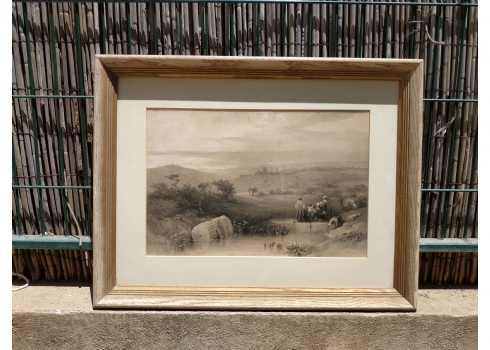 הדפס אנגלי עתיק 'Jerusalem from the North' על פי תחריט מאת: 'דייוויד רוברטס'