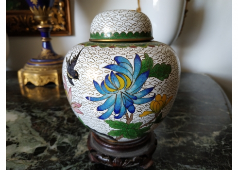 כלי קלואזונה (Cloisonné) סיני ישן מעוצב בצורת כלי לג'ינג'ר (Chinese ginger jar)