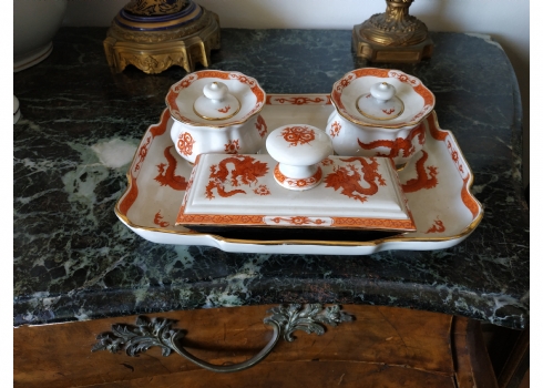 קסת דיו שולחנית מפוארת מתוצרת 'מייסן' (Meissen)