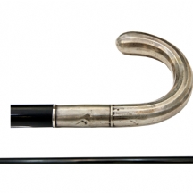 מקל הליכה עתיק עשוי עץ וראש כסף