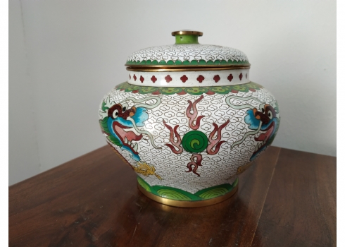 כלי קלואזונה (Cloisonné) סיני ישן מעוצב בצורת כלי לג'ינג'ר (Chinese ginger jar)