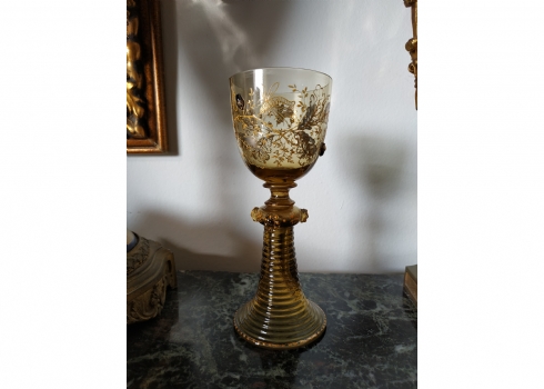 גביע זכוכית וינאי עתיק ואיכותי מאד, מתוצרת: 'J. & L. Lobmeyr'