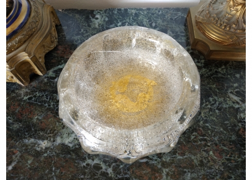 כלי זכוכית מורנו איטלקי ישן כבד ומאסיבי מאד, עשוי בזכוכית ובתוכה זהב
