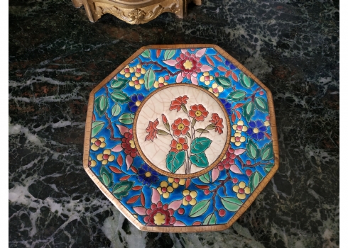 לאספני ארט דקו - צלחת חרס צרפתית מתוצרת 'Longwy Faience'