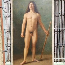 'ערום גברי ארוך שיער' - ציור אירופאי עתיק, מסוף המאה ה-19 או מתחילת המאה העשרים