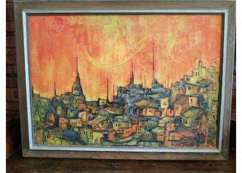 אברהם בלטיטה - 'עיר בשקיעה' - ציור ישן